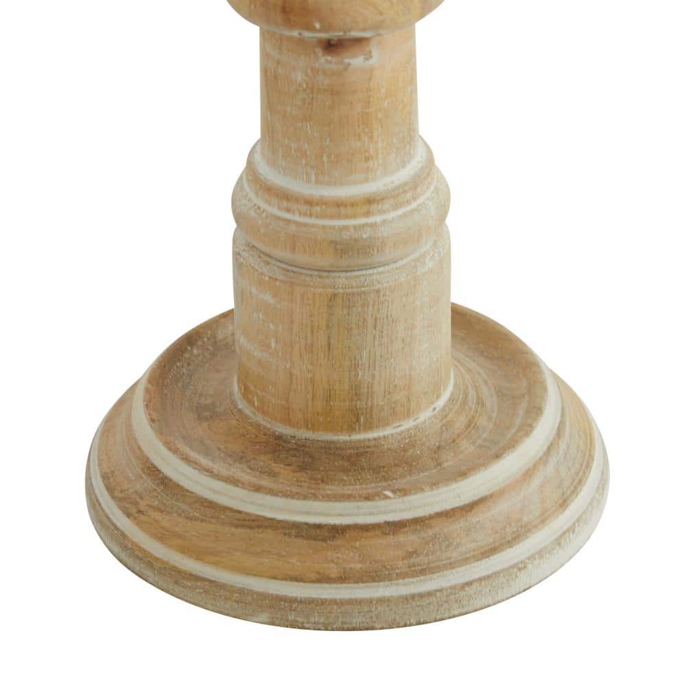 Vintage Natural Mango Wood Pillar Candle Holders, Set of 3