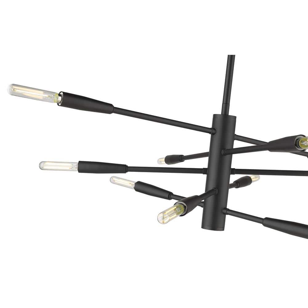 Matte Black 10-Light Steel Abstract Chandelier