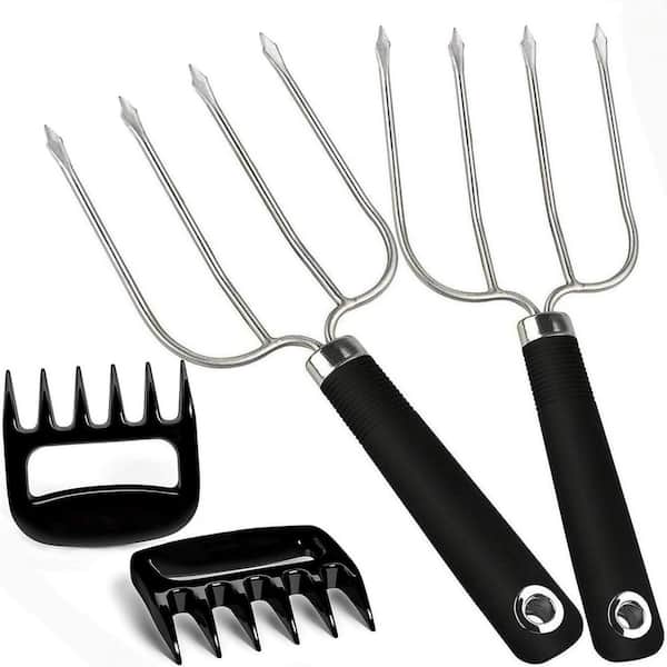 4-Piece Stainless Steel Turkey Lifting Forks and BPA Meat Claws Specialty Flatware for BBQ and Thanksgiving