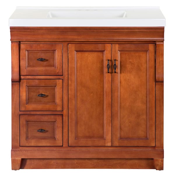 Home Decorators Collection Naples 37 in. Single Sink Warm Cinnamom Bath Vanity with White Cultured Marble Top (Assembled)