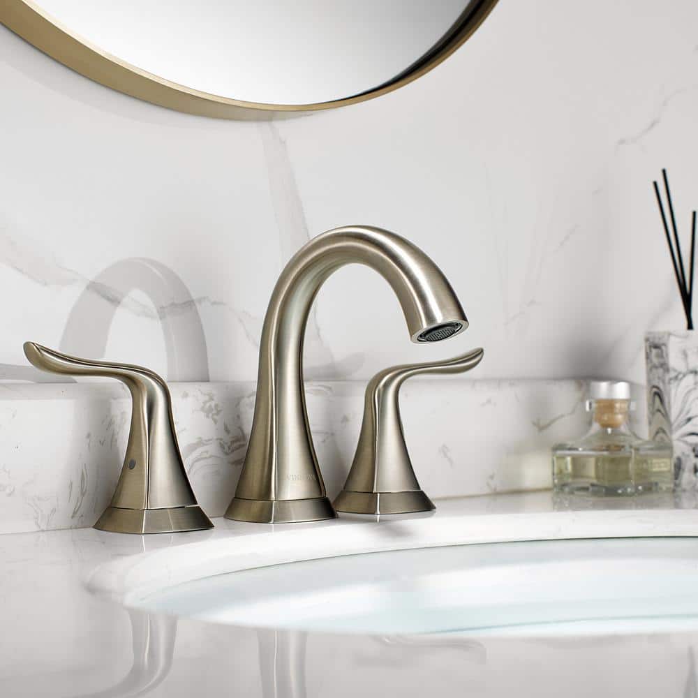 Beverly Satin Nickel Two-Handle Widespread Modern Bathroom Faucet
