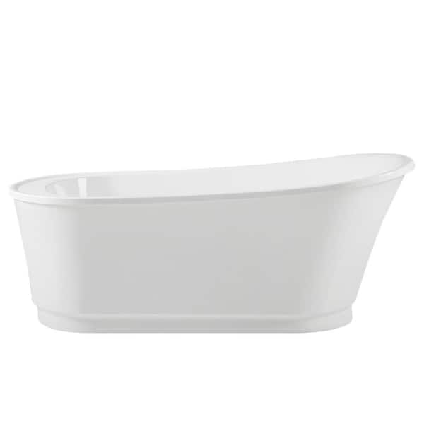 FerdY Langkawi 68.5 in. Acrylic Slipper Flatbottom Non-Whirlpool Bathtub in White