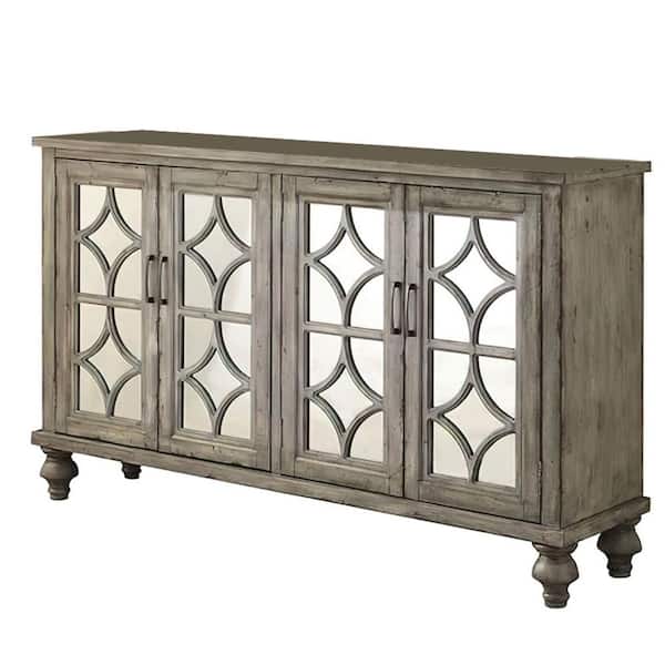 Acme Furniture Velika 60 in. Weathered Gray Standard Rectangle Wood Console Table