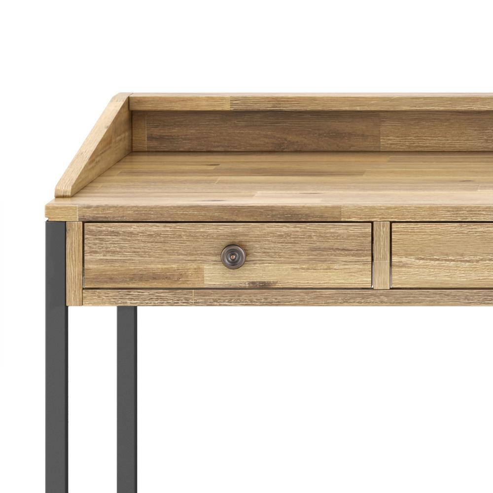 Distressed Golden Wheat Acacia Wood Writing Desk with Keyboard Tray