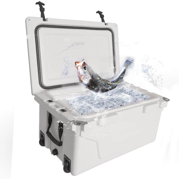 Tatayosi 18 .5 in. W x 29.5 in. L x 15.5 in. H White Portable Ice Box Cooler  65QT Outdoor Camping Beer Box Fishing Cooler P-DJ-106573 - The Home Depot