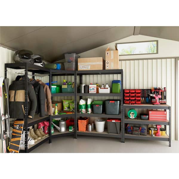 Garage Series 4-Tier Powder-Coated Steel Storage Shelving Unit, Matte Gray, HDF Racks (59 in. W x 71 in. H x 18 in. D)