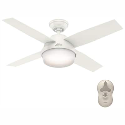 Hunter Dempsey 52 In Low Profile No Light Indoor Fresh White Ceiling Fan With Remote 59248 The Home Depot - Small White Ceiling Fan With Light Flush Mount