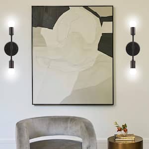 5.6 in. 2-Light Black Reversible Wall Sconce for Bathroom Living Room Bedroom
