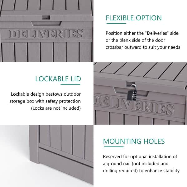 31 Gal. Resin Outdoor Deck Box with Lockable Lid Porch Package Delivery Box for Cushions, Throw Pillows in Light Brown