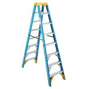 8 ft. Fiberglass Twin Step Ladder with 250 lb. Load Capacity Type I Duty Rating