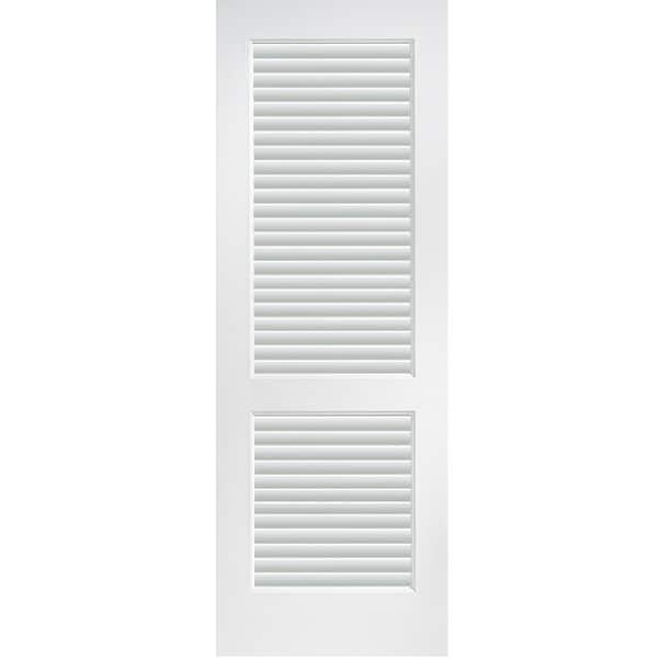 MMI Door 24 in. x 80 in. Primed Composite MDF Full Louver Over Louver Interior Door Slab