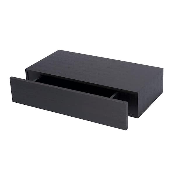 Wallscapes Shelf with Drawer 19 in. x 9.875 in. Floating Ebony Modern Decorative Shelf