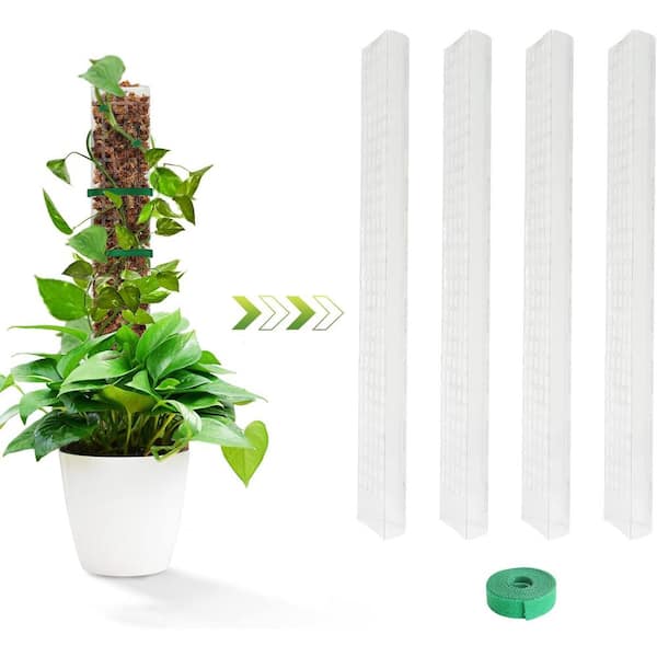 4 Pieces 24 in. Plastic Moss Pole for Plants Monstera, Climbing Plants, Plant Support for Indoor Plants