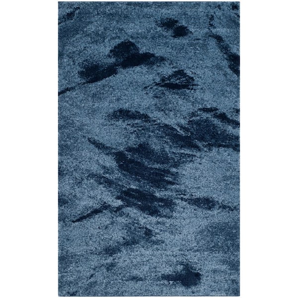 Retro Light Blue/Blue 4 ft. x 6 ft. Gradient Area Rug