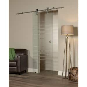 38 in. x 81 in. Silhouette Glass Sliding Barn Door with Hardware Kit