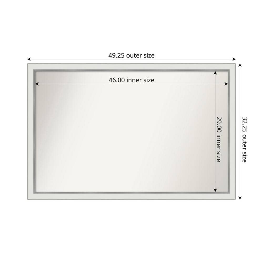 Medium Rectangle Satin White Silver Casual Mirror (32 in. H x 49 in. W) price history on PriceWatchPro