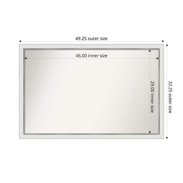 Amanti Art Medium Rectangle Satin White Silver Casual Mirror (32 in. H x 49 in. W)