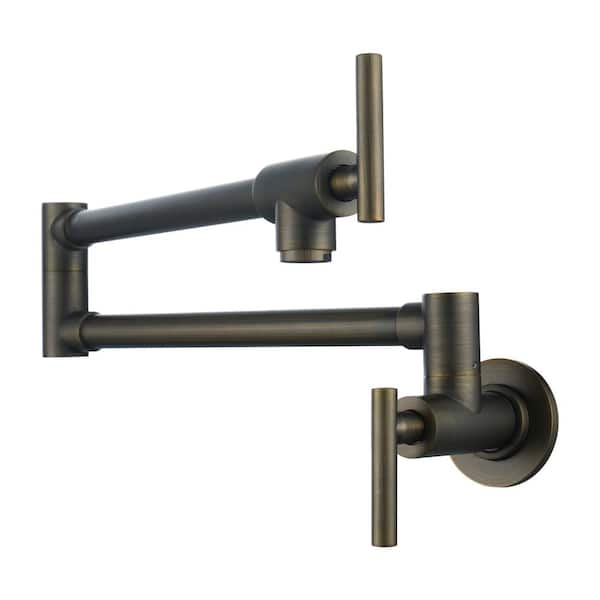 Iviga Contemporary Wall Mounted Pot Filler With 2 Handles In Antique Bronze Vsk12fb The Home Depot 6843