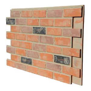 Faux Brick 43.5 in. x 23.75 in. Polyurethane Interlocking Siding Panel in Rusty Amber