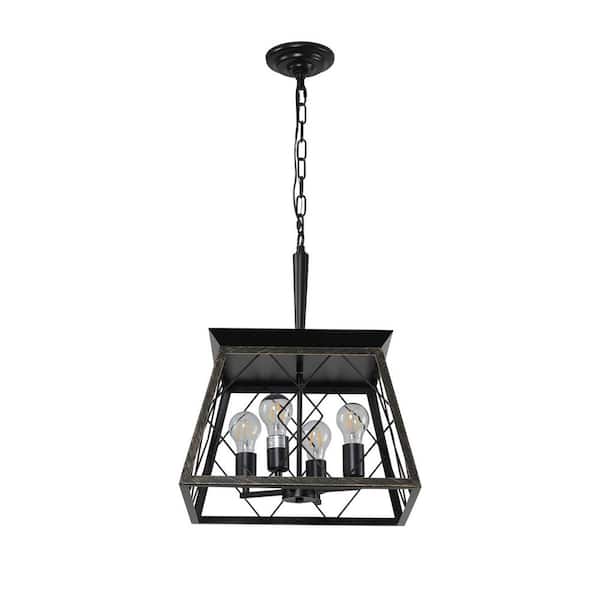 Staykiwi 4 Light Golden Black Vintage Antique Chandelier for Living Room Kitchen Dining Room with No Bulbs Included