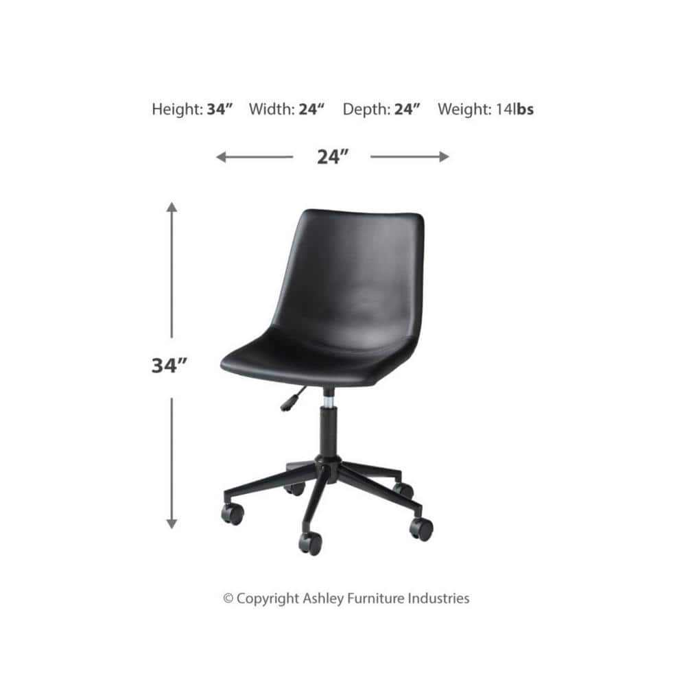 Transitional Black Faux Leather Armless Desk Chair