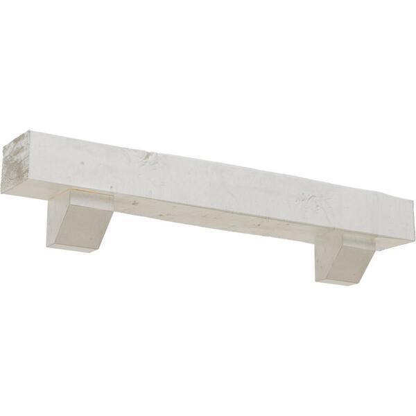 Ekena Millwork 4 in. x 8 in. x 5 ft. Knotty Pine Faux Wood Fireplace Mantel Kit with Ashford Corbels, Factory Prepped Ready to Paint