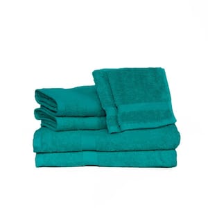 Deluxe 6-Piece Teal Solid Cotton Bath Towel Set