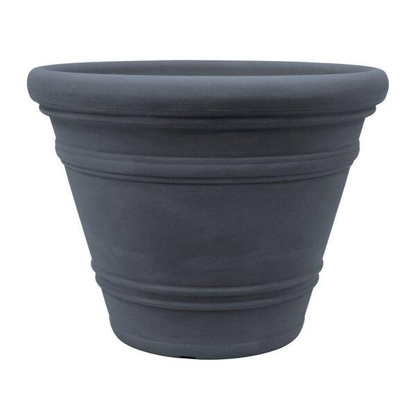 Planters Online 24 in. Dia Charcoal Resin Pienza Planter