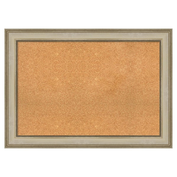 Amanti Art Colonial Light Gold Natural Corkboard 42 in. x 30 in. Bulletin Board Memo Board