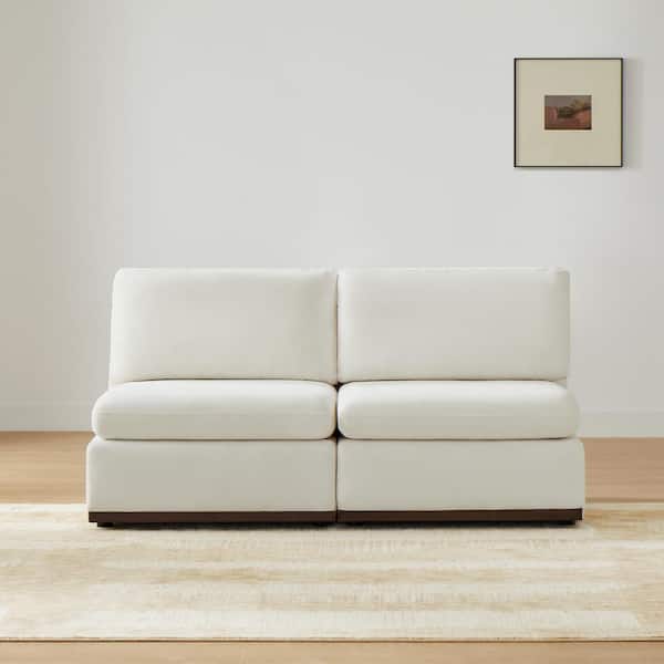 Spruce & Spring Galatea Cream White Fabric Modern Side Chair with Legs with Wood Frame