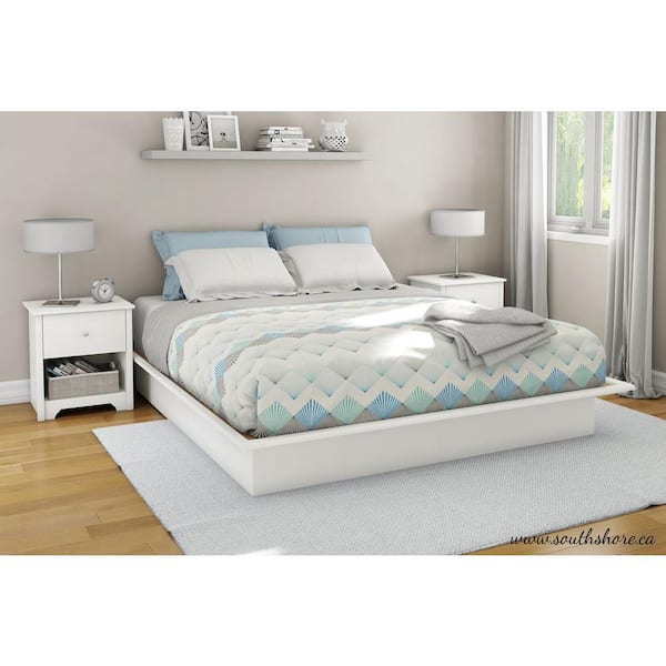 South Shore Step One King-Size Platform Bed in Pure White
