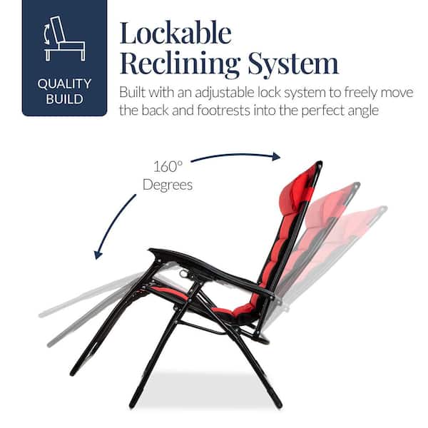 Best Choice Products Oversized Padded Zero Gravity Red/Black Metal