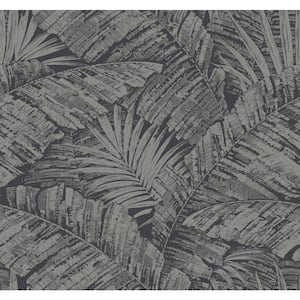 Palm Cove Toile Silver and Black Wallpaper Roll