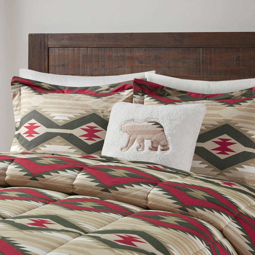 Full Red Southwestern Down Alternative Microfiber Comforter Set
