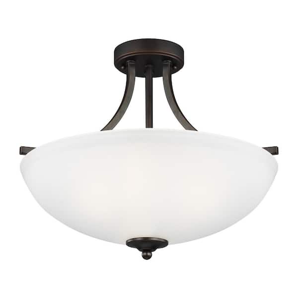 Generation Lighting Geary 3-Light Burnt Sienna Semi-Flush Mount Convertible Pendant