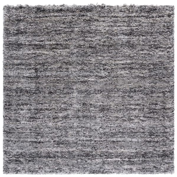 Iceland Shag 8 ft. x 8 ft. Gray/Dark Gray Abstract Distressed Square Area Rug