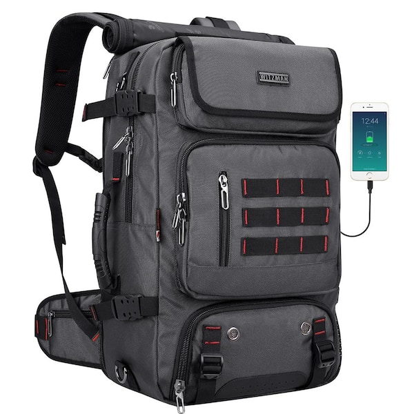 Numhew 20.5 in. Silvery Gray Carry on Travel Backpack, Convertible Nylon Duffle Bag, Luggage Backpack for Men