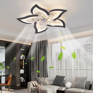27 in. Indoor Black Indoor Ceiling Fan with Adjustable White Integrated LED, Remote Included