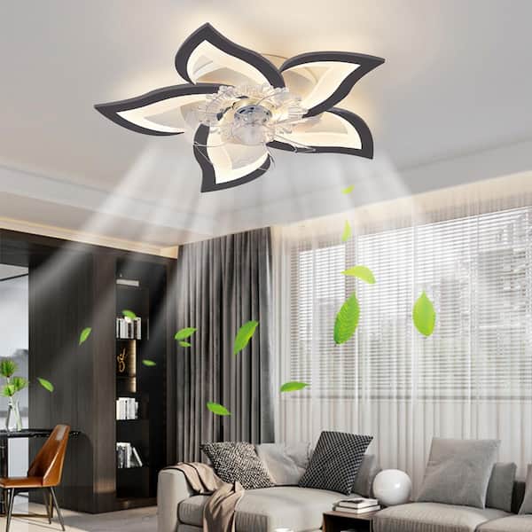 27 in. Indoor Black Indoor Ceiling Fan with Adjustable White Integrated LED, Remote Included