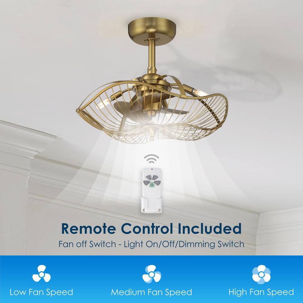 Auri 22'' Aged Brass 3-Blade Ceiling Fan with LED Light