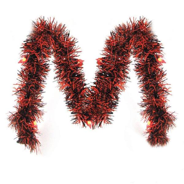 Photo 1 of 10 Ft. Pre- LED Orange and Black Tinsel Garland