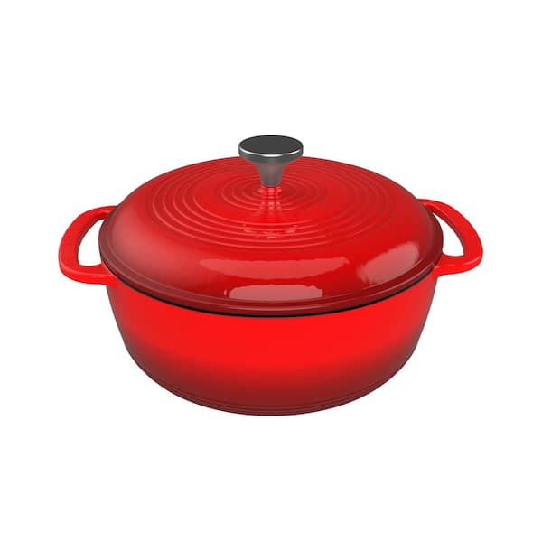 gerucht worm Bot Classic Cuisine 6 qt. Round Cast Iron Nonstick Casserole Dish in Red with  Lid HW031092 - The Home Depot