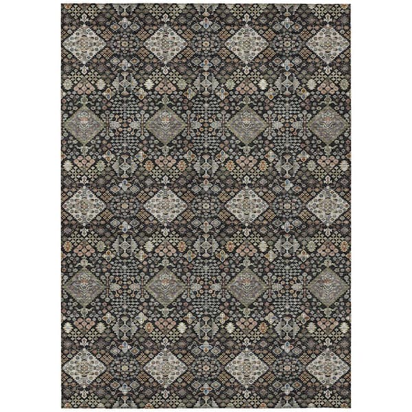 Chantille Machine Washable Indoor/Outdoor Abstract ACN2478 Black 8 ft. x 10 ft. Area Rug
