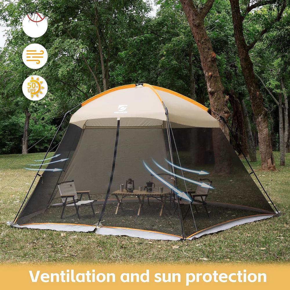 Screen House Khaki 13.5x13 Ft Gazebo Mosquito Tent UPF 50+ Canopy 
