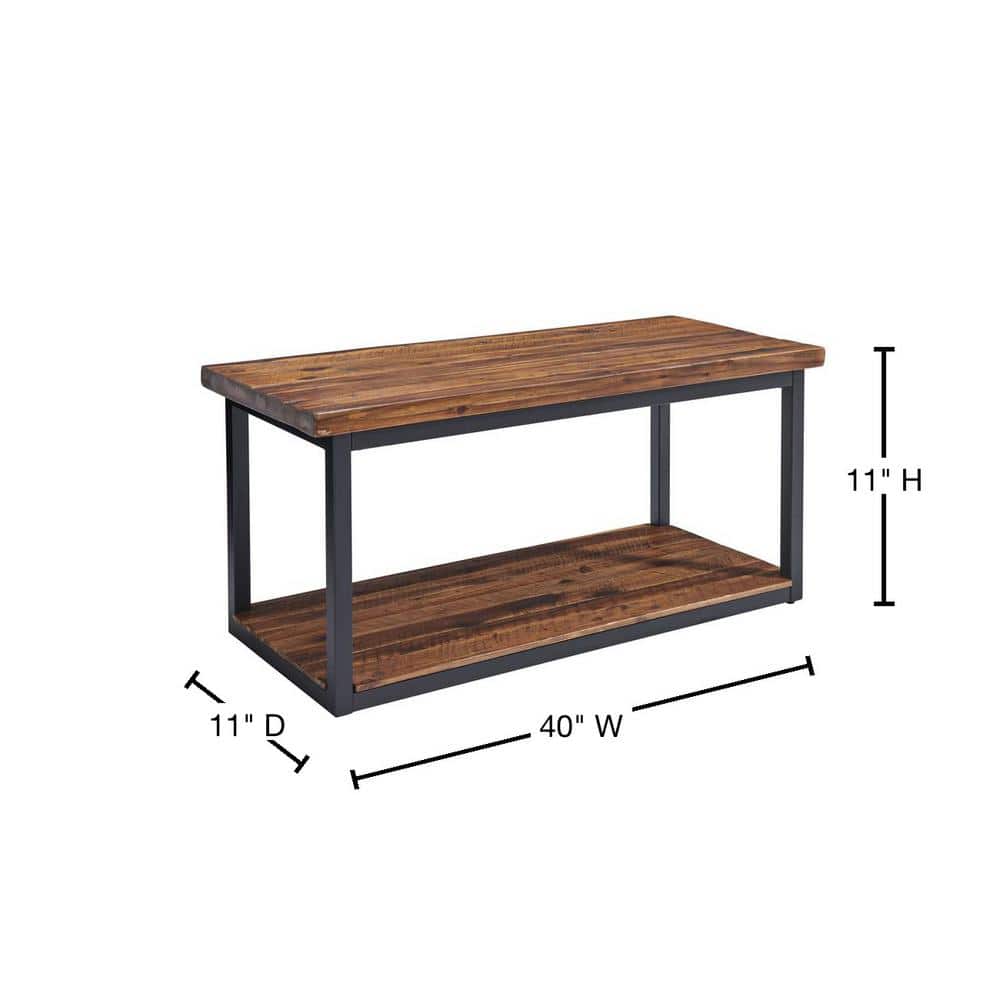 Claremont Medium Wood and Black Metal Hall Tree with Storage