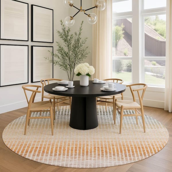 Chantille Machine Washable Indoor/Outdoor Abstract ACN2313 Terracotta 8 ft. x 8 ft. Round Rug