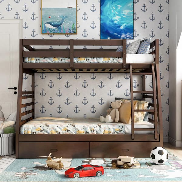 Full Bunk Bed With Drawers Idf Bk588ex, Unfinished Furniture Bunk Beds