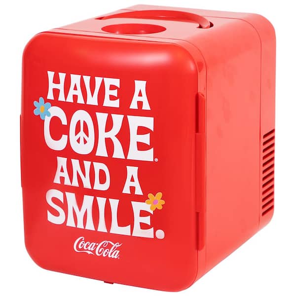 Coca-Cola Peace 1971 Series 4L Cooler/Warmer with12V DC and 110V AC Cords,  6 Can Portable Mini Fridge KDC4-PEACE - The Home Depot