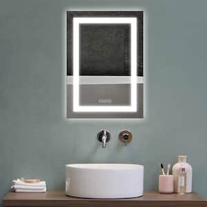 Luminous 28 in. W x 20 in. H Rectangular Frameless LED Mirror Dimmable Defog Wall Mounted Bathroom Vanity Mirror