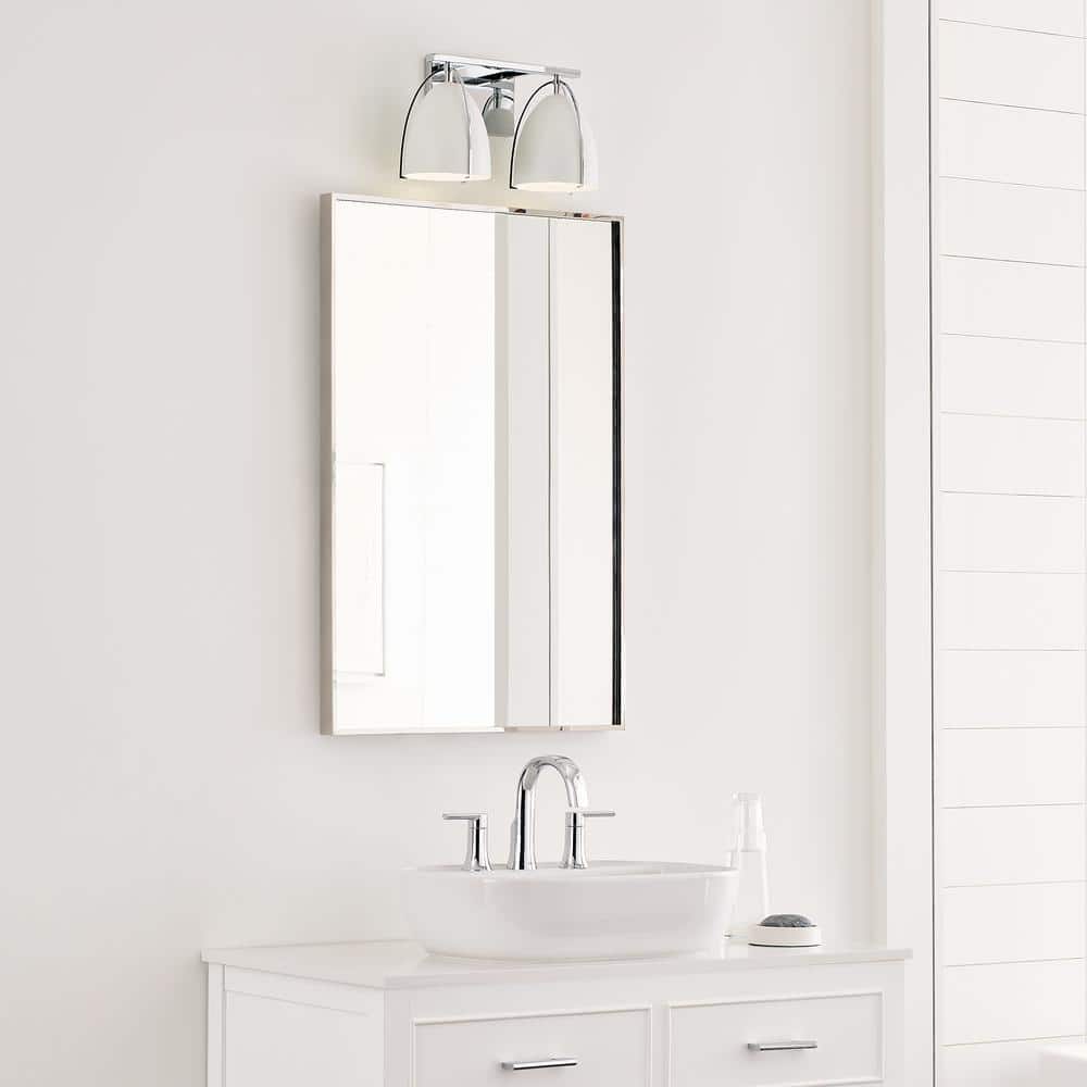 Bentlee Chrome and White Steel 2-Light Vanity Light
